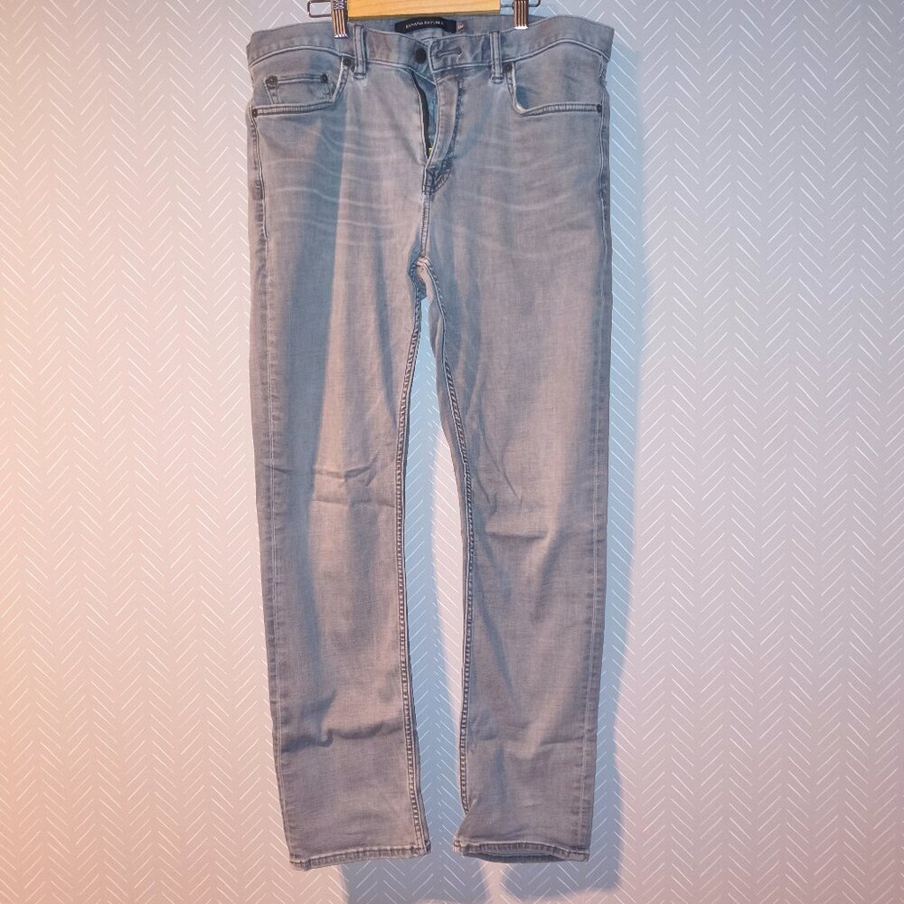 Banana Republic Slim Rapid Movement Denim Jeans Gray stretch fit 34Wx32L